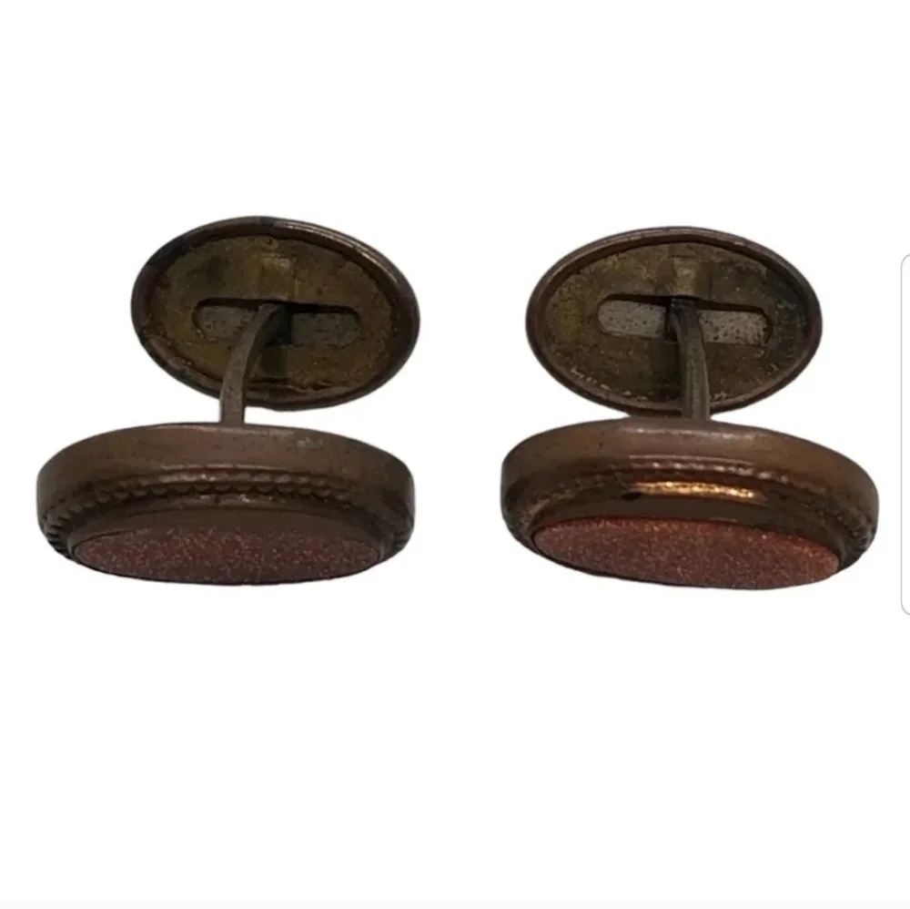 VINTAGE COPPER & SUNSTONE MEN'S CUFFLINKS
